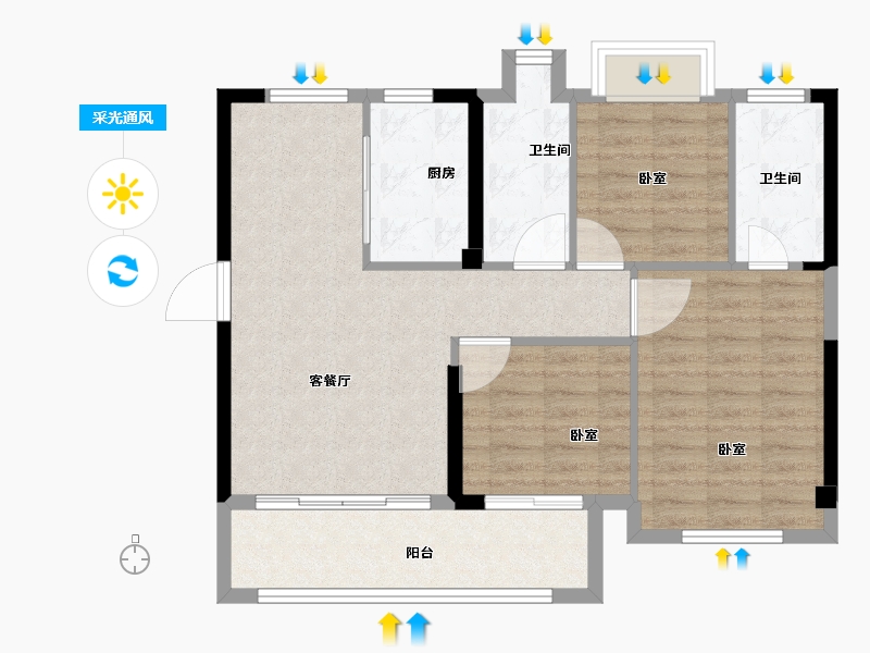 福建省-漳州市-瀚海五凤城-82.00-户型库-采光通风