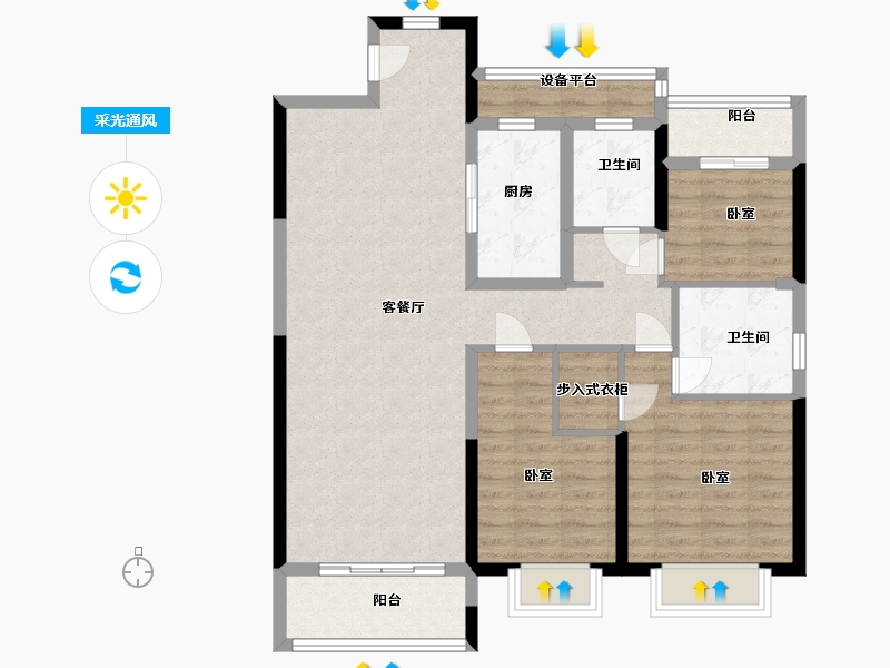 浙江省-宁波市-伊美尚品-100.00-户型库-采光通风