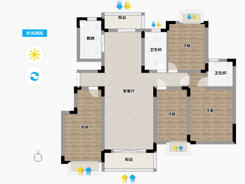 江西省-吉安市-滨江·凤凰城-115.20-户型库-采光通风