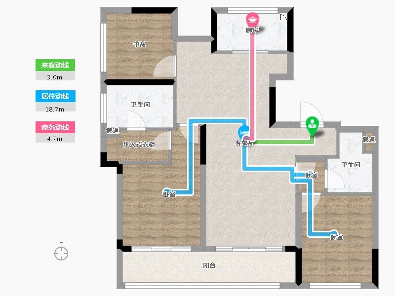 浙江省-宁波市-天阳·永丰天第-95.71-户型库-动静线