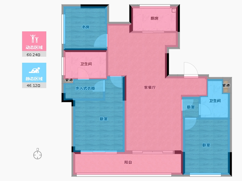 浙江省-宁波市-天阳·永丰天第-95.71-户型库-动静分区