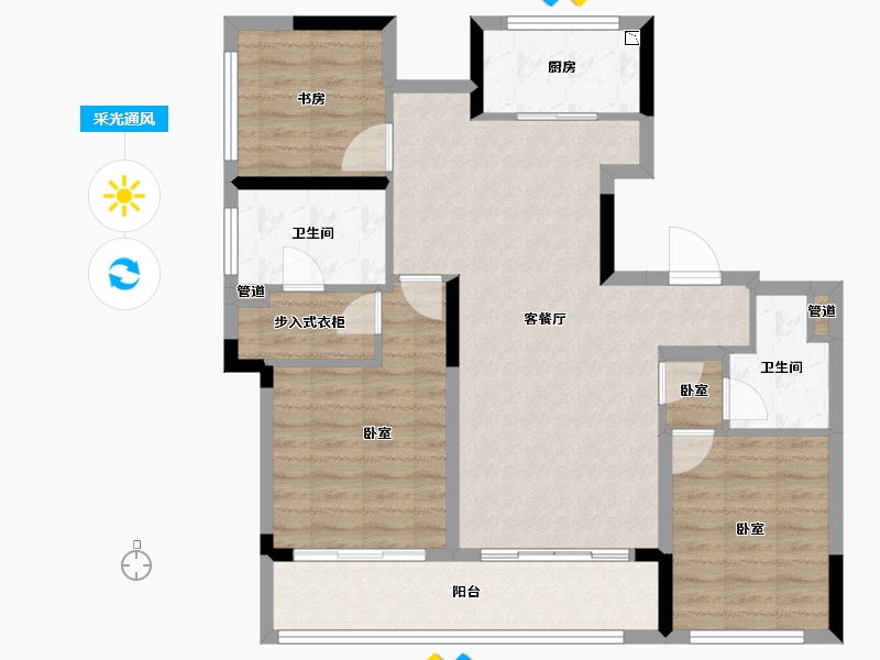 浙江省-宁波市-天阳·永丰天第-95.71-户型库-采光通风