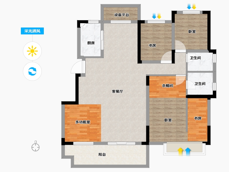 安徽省-合肥市-信达万振东方樾府-118.00-户型库-采光通风