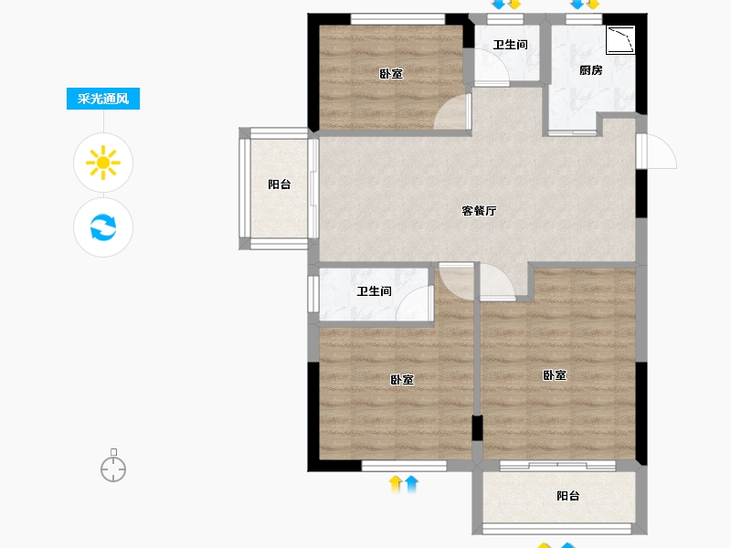 福建省-宁德市-屏南东湖观邸-71.05-户型库-采光通风