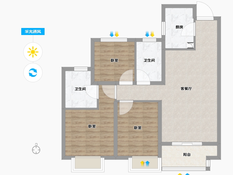 浙江省-舟山市-宝龙天地广场-78.01-户型库-采光通风