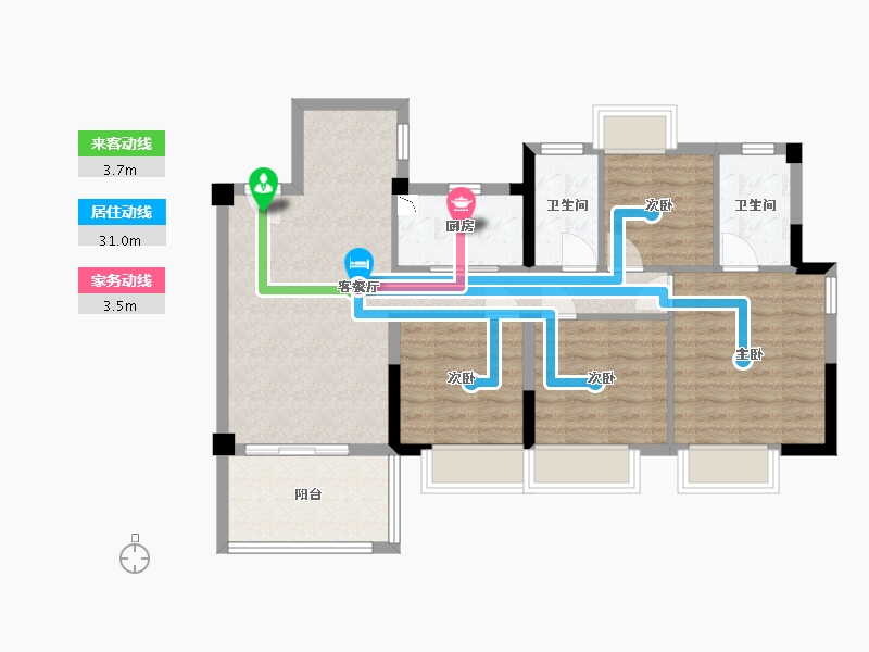 福建省-福州市-三木·公园里-84.00-户型库-动静线