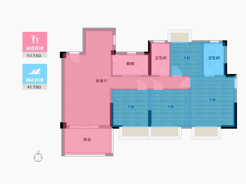 福建省-福州市-三木·公园里-84.00-户型库-动静分区