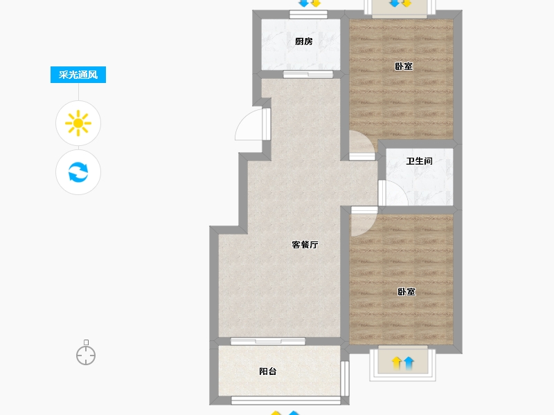 安徽省-淮南市-嘉和名城-64.04-户型库-采光通风