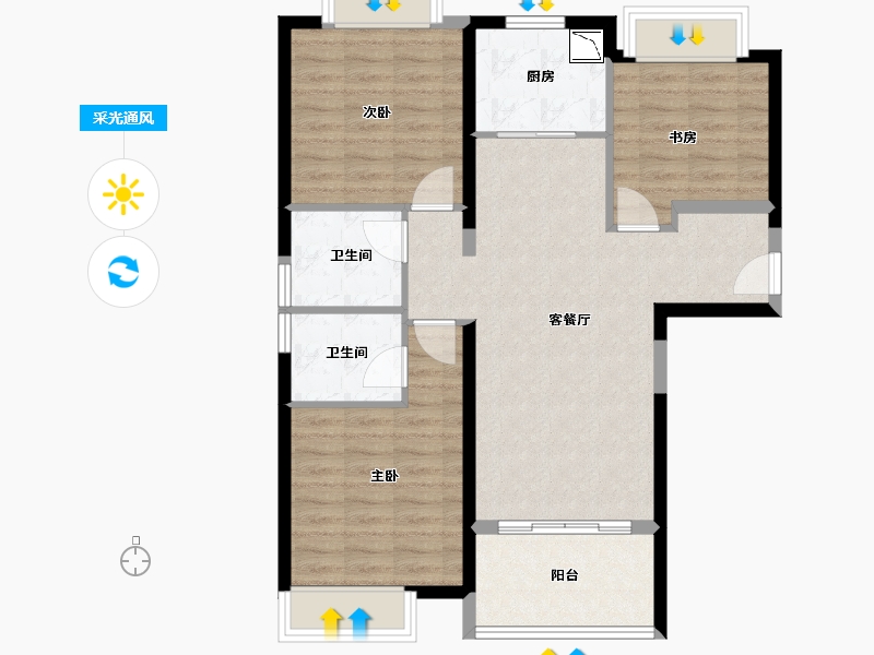 福建省-厦门市-阳光城丽景湾-84.00-户型库-采光通风