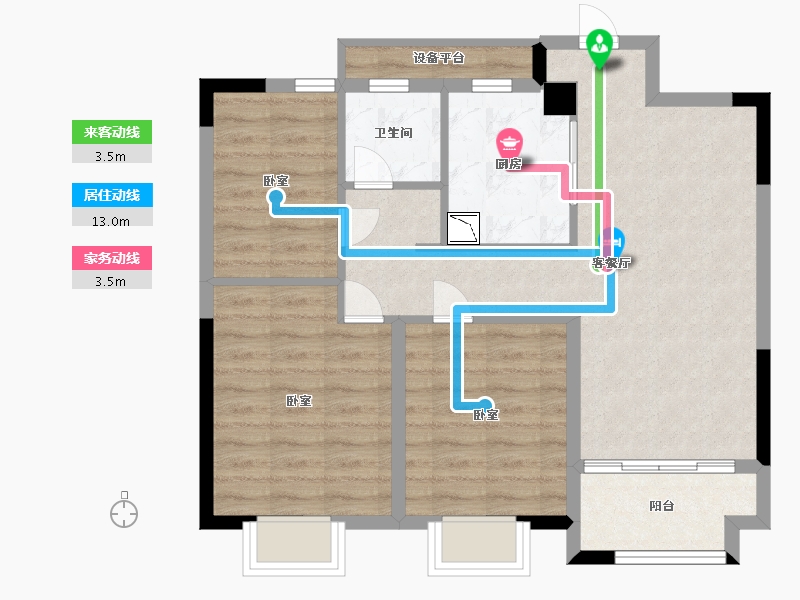 浙江省-宁波市-伊美尚品-74.18-户型库-动静线