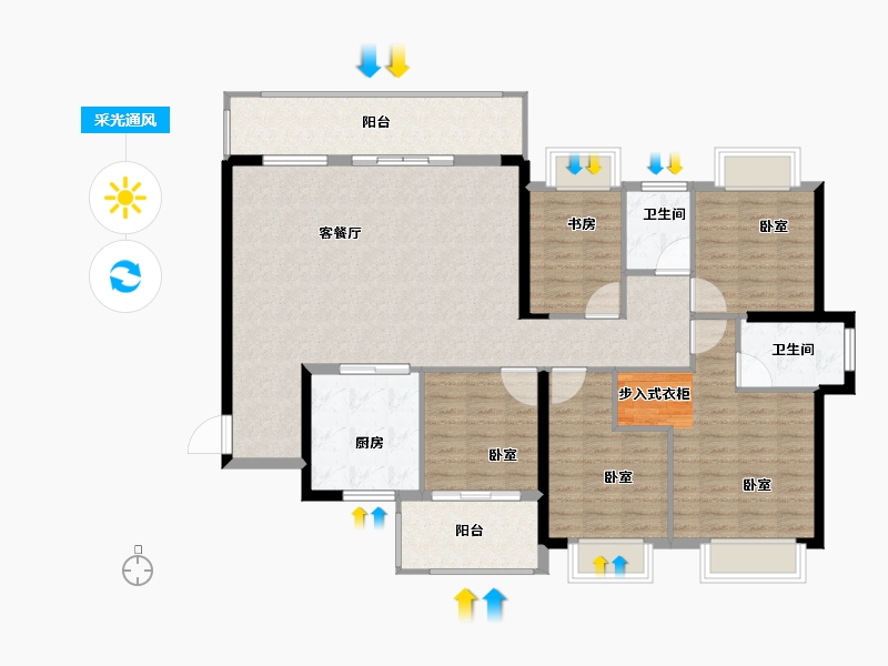 福建省-漳州市-瀚海五凤城-128.00-户型库-采光通风