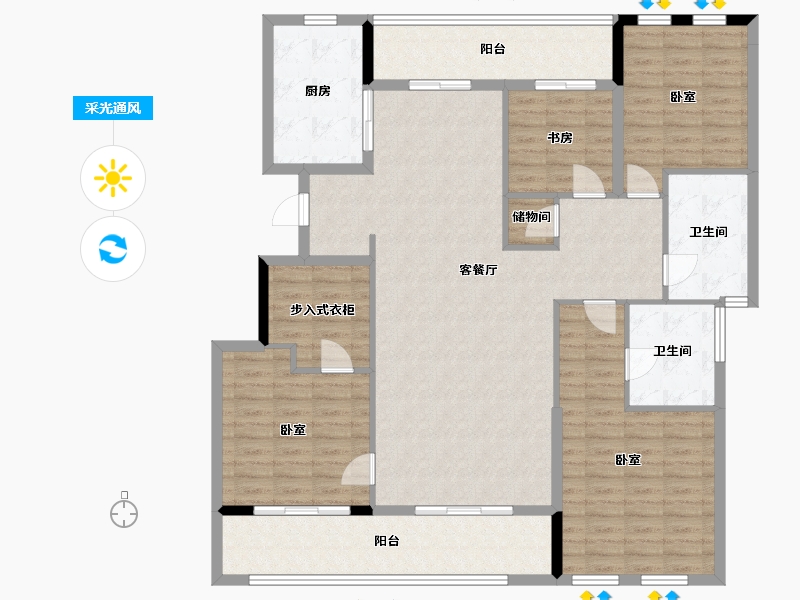 浙江省-杭州市-和家园臻园-147.76-户型库-采光通风