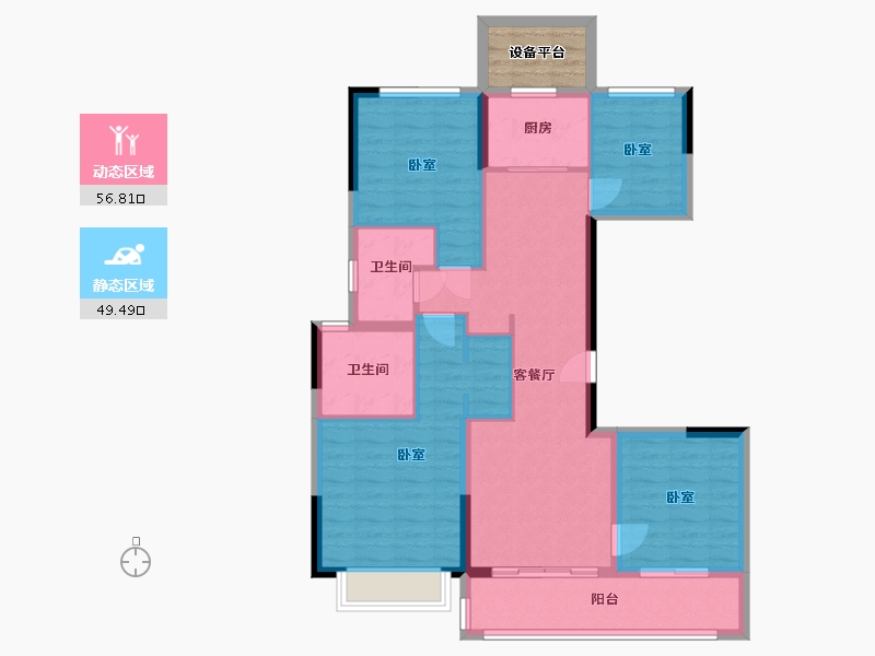 浙江省-宁波市-中交阳光城·春风景里-98.32-户型库-动静分区