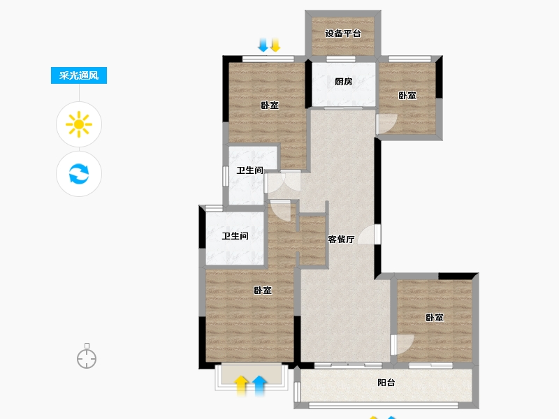 浙江省-宁波市-中交阳光城·春风景里-98.32-户型库-采光通风