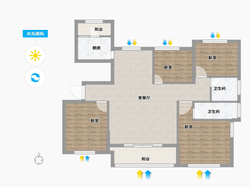 福建省-宁德市-中茵・外滩1号-103.00-户型库-采光通风