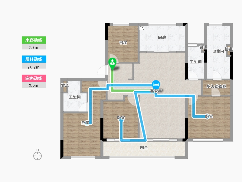 浙江省-宁波市-天阳·永丰天第-128.00-户型库-动静线