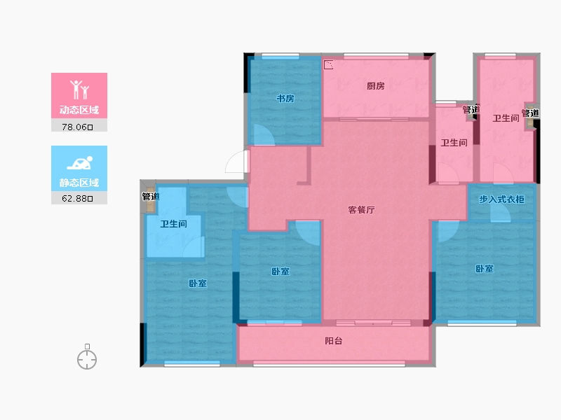 浙江省-宁波市-天阳·永丰天第-128.00-户型库-动静分区