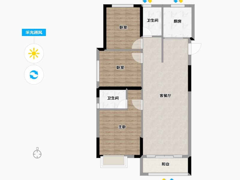 安徽省-亳州市-鸿业城市森林-95.35-户型库-采光通风