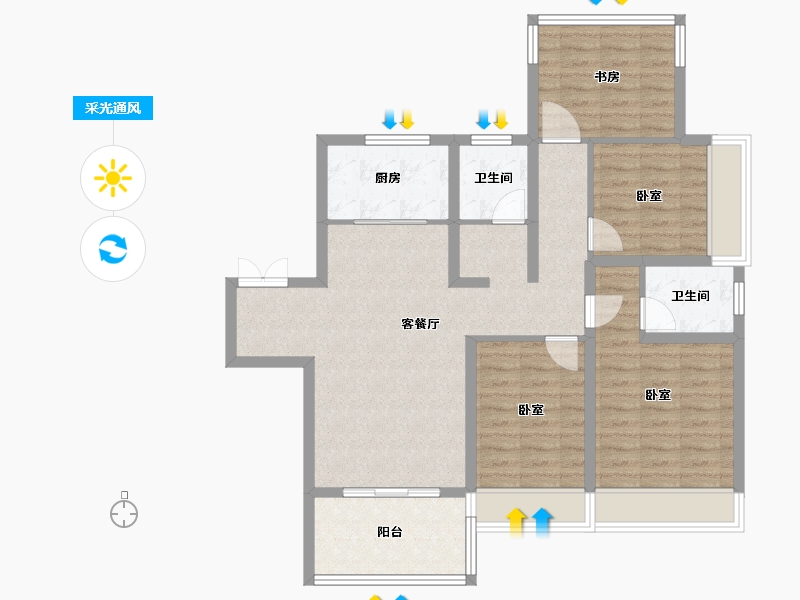 安徽省-合肥市-弘阳时光里-95.00-户型库-采光通风