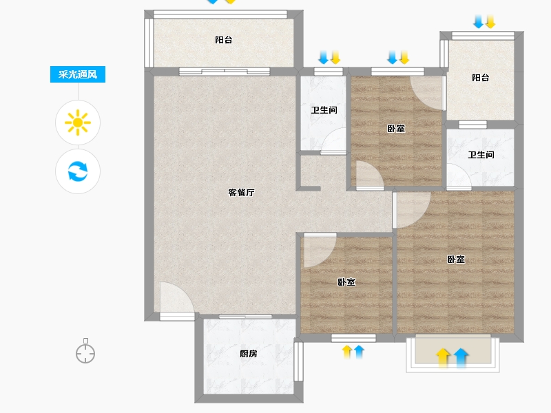 福建省-漳州市-金凯花园-82.35-户型库-采光通风