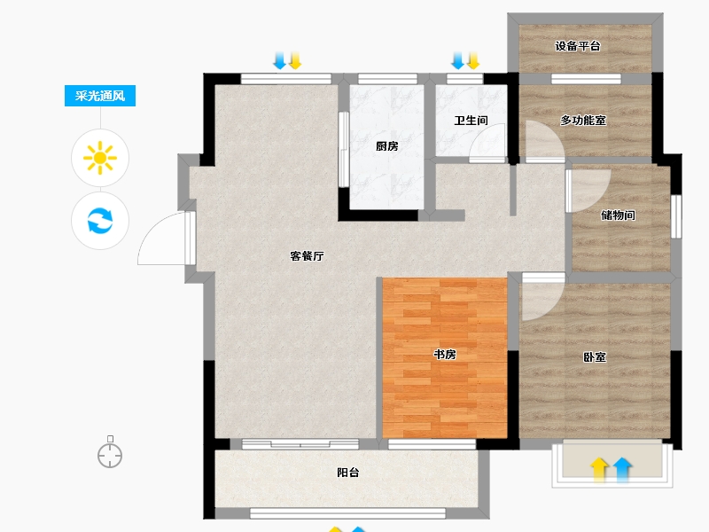 安徽省-合肥市-信达万振东方樾府-87.00-户型库-采光通风