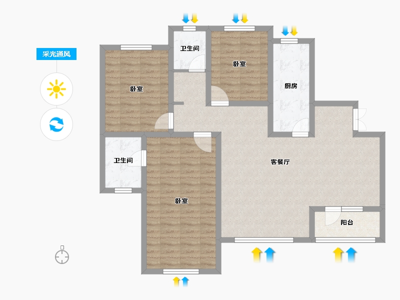 新疆维吾尔自治区-乌鲁木齐市-紫金城东湖左岸-106.69-户型库-采光通风