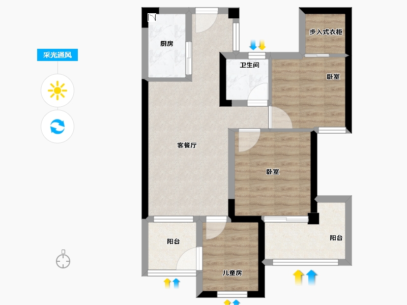 福建省-漳州市-三盛国际海岸-63.00-户型库-采光通风