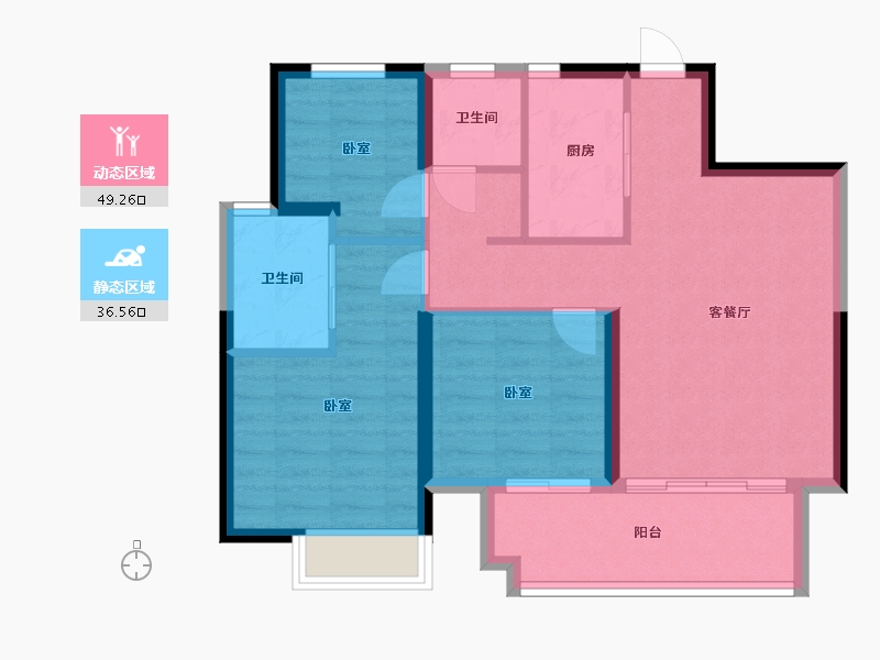 浙江省-宁波市-锦绣·金珑悦府-77.01-户型库-动静分区