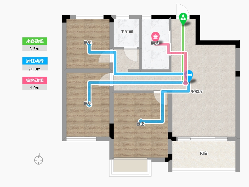 浙江省-宁波市-锦绣·金珑悦府-70.00-户型库-动静线