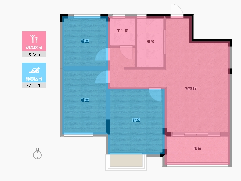 浙江省-宁波市-锦绣·金珑悦府-70.00-户型库-动静分区