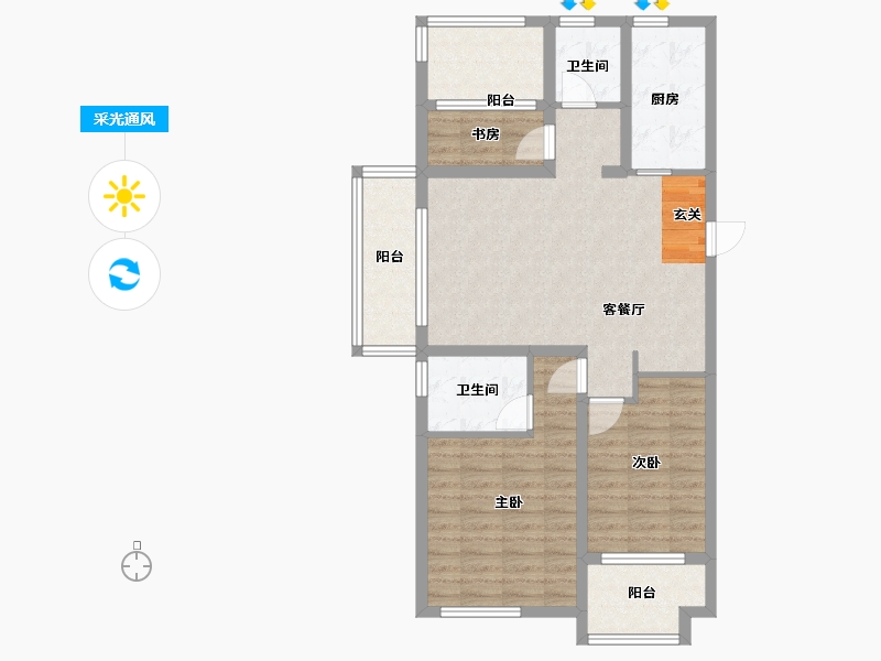 安徽省-滁州市-明发碧桂园桃源府邸-89.00-户型库-采光通风