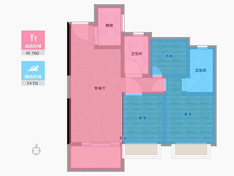 浙江省-温州市-中南漫悦湾-71.00-户型库-动静分区