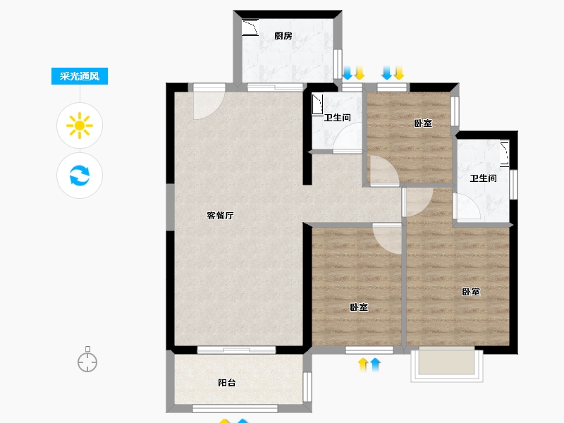 福建省-漳州市-万科城滨江府-81.00-户型库-采光通风