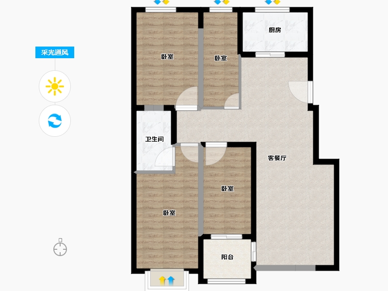 山东省-滨州市-宏福銘苑-101.00-户型库-采光通风