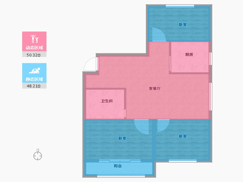 山东省-菏泽市-华瑞紫云台-90.00-户型库-动静分区