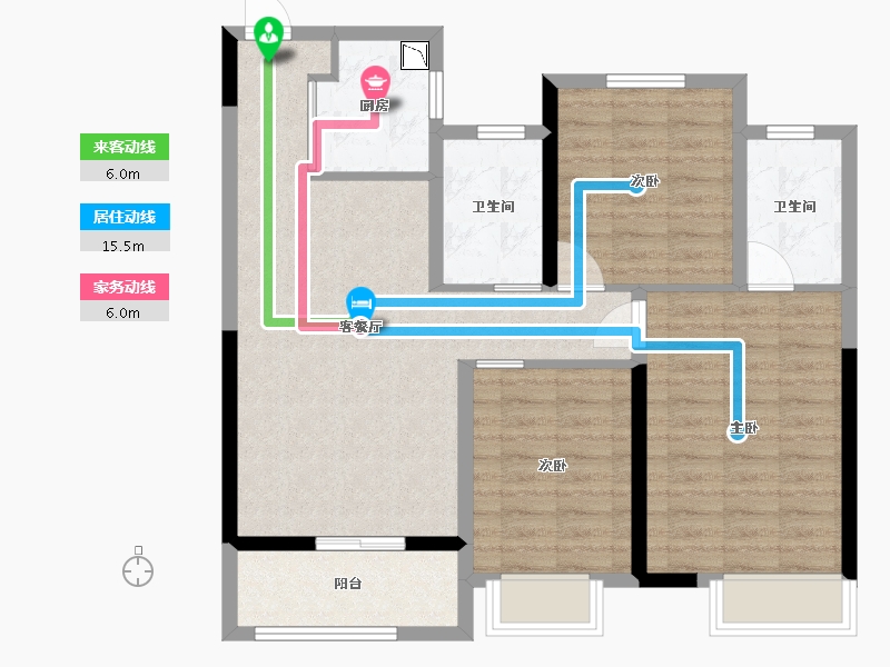 江西省-吉安市-中梁玖號院-84.80-户型库-动静线