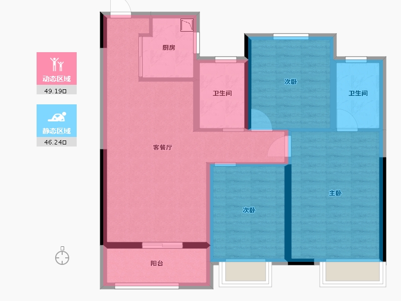 江西省-吉安市-中梁玖號院-84.80-户型库-动静分区