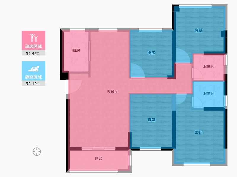 福建省-泉州市-大唐阳光城翡丽公馆-93.75-户型库-动静分区