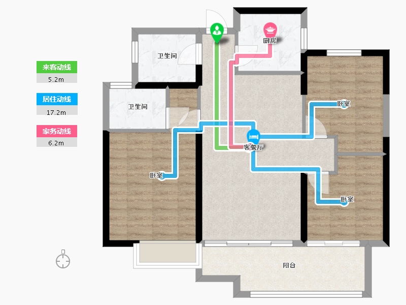 浙江省-宁波市-锦绣·金珑悦府-87.00-户型库-动静线