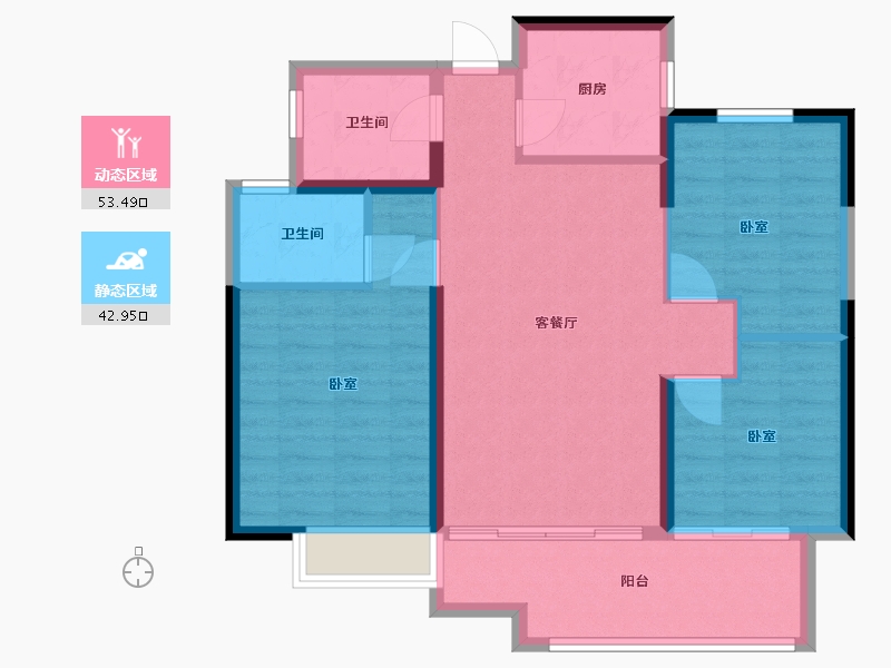 浙江省-宁波市-锦绣·金珑悦府-87.00-户型库-动静分区