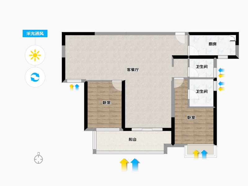 山东省-菏泽市-信友天润府-95.25-户型库-采光通风