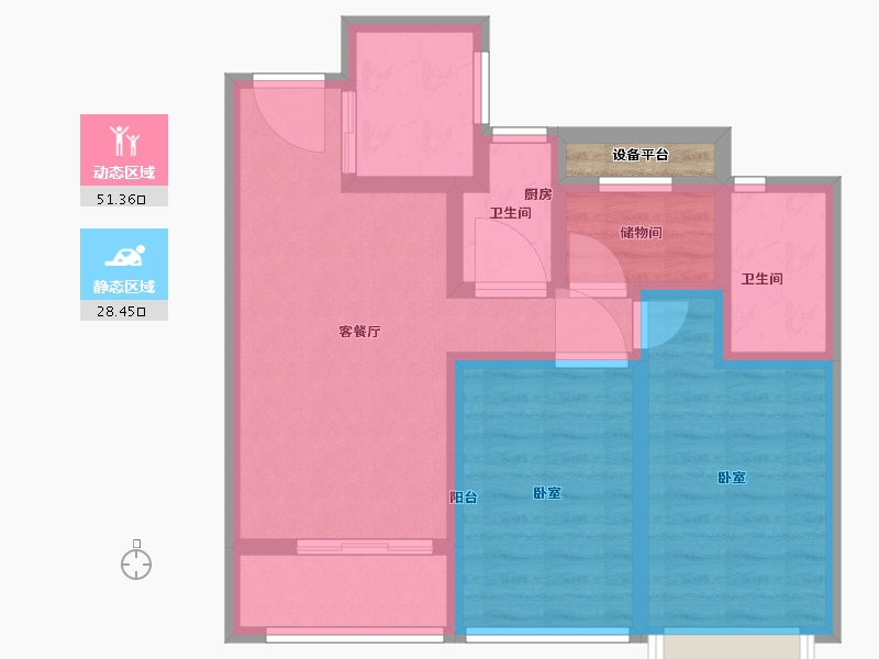 浙江省-温州市-荣安御瓯海-71.00-户型库-动静分区