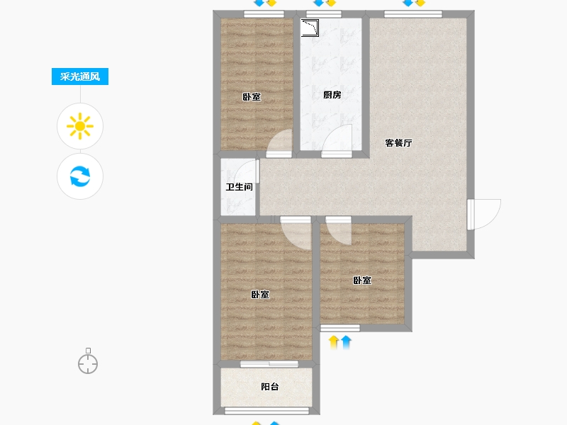 山东省-菏泽市-华瑞紫云台-86.60-户型库-采光通风