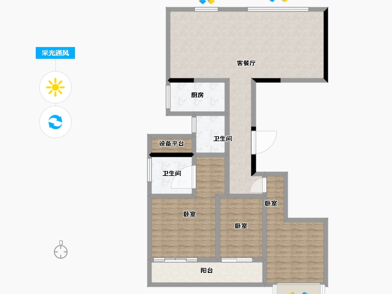 浙江省-温州市-外滩尚品-114.00-户型库-采光通风