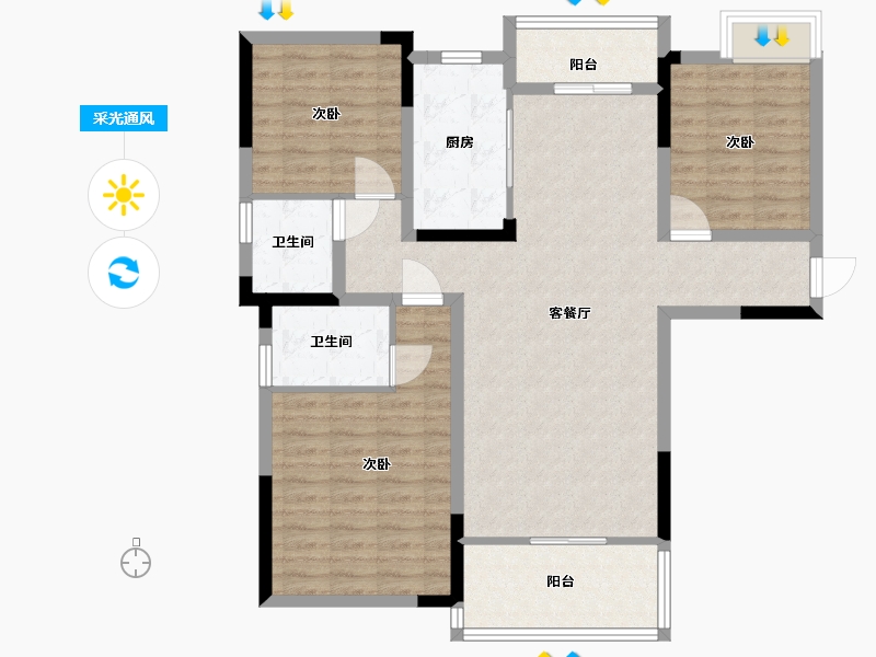 江西省-吉安市-滨江·凤凰城-103.20-户型库-采光通风