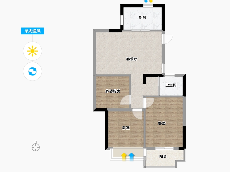 浙江省-嘉兴市-碧桂园天凝源著-66.00-户型库-采光通风