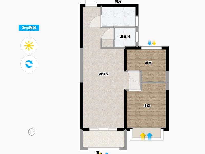 河南省-郑州市-亚星环翠居-68.47-户型库-采光通风