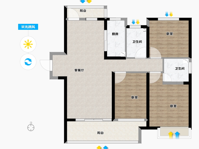 山东省-菏泽市-华地翡翠公园-115.50-户型库-采光通风