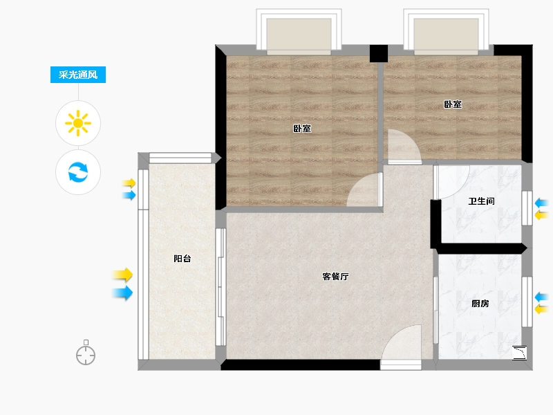 福建省-漳州市-碧桂园花仙府墅-54.40-户型库-采光通风