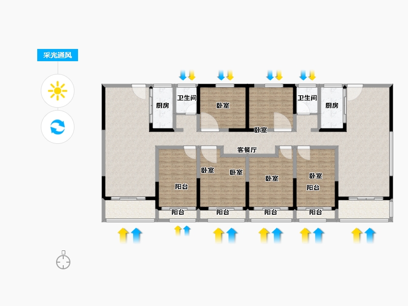 河南省-郑州市-花漾里-206.00-户型库-采光通风